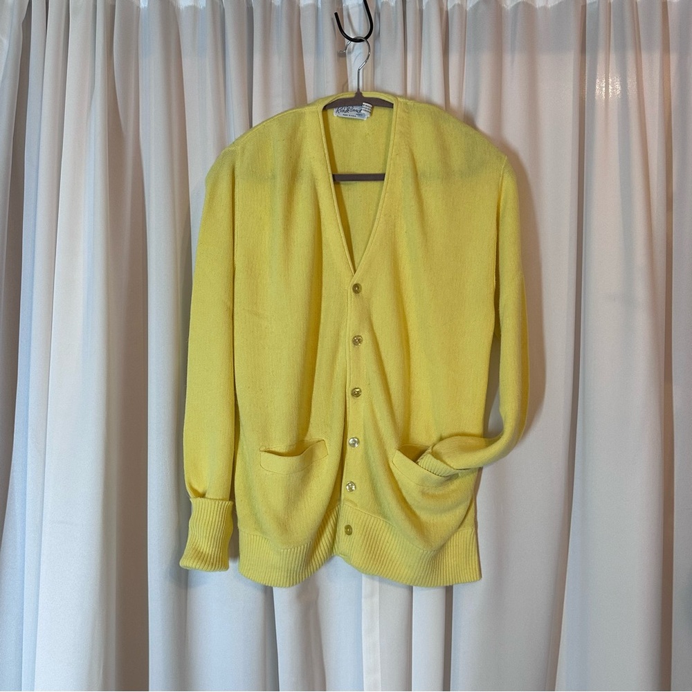 Vintage 100% Orlon Cardigan Sweater 60s 70s Made USA Mr Rogers Richel Caniel Med